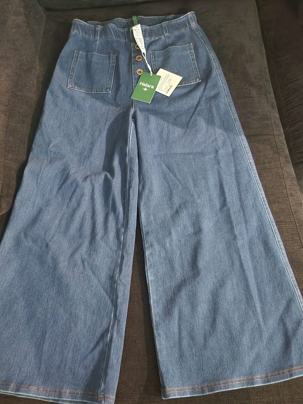 HALARA Denim Wide-Leg High-Rise Jeans - Blue